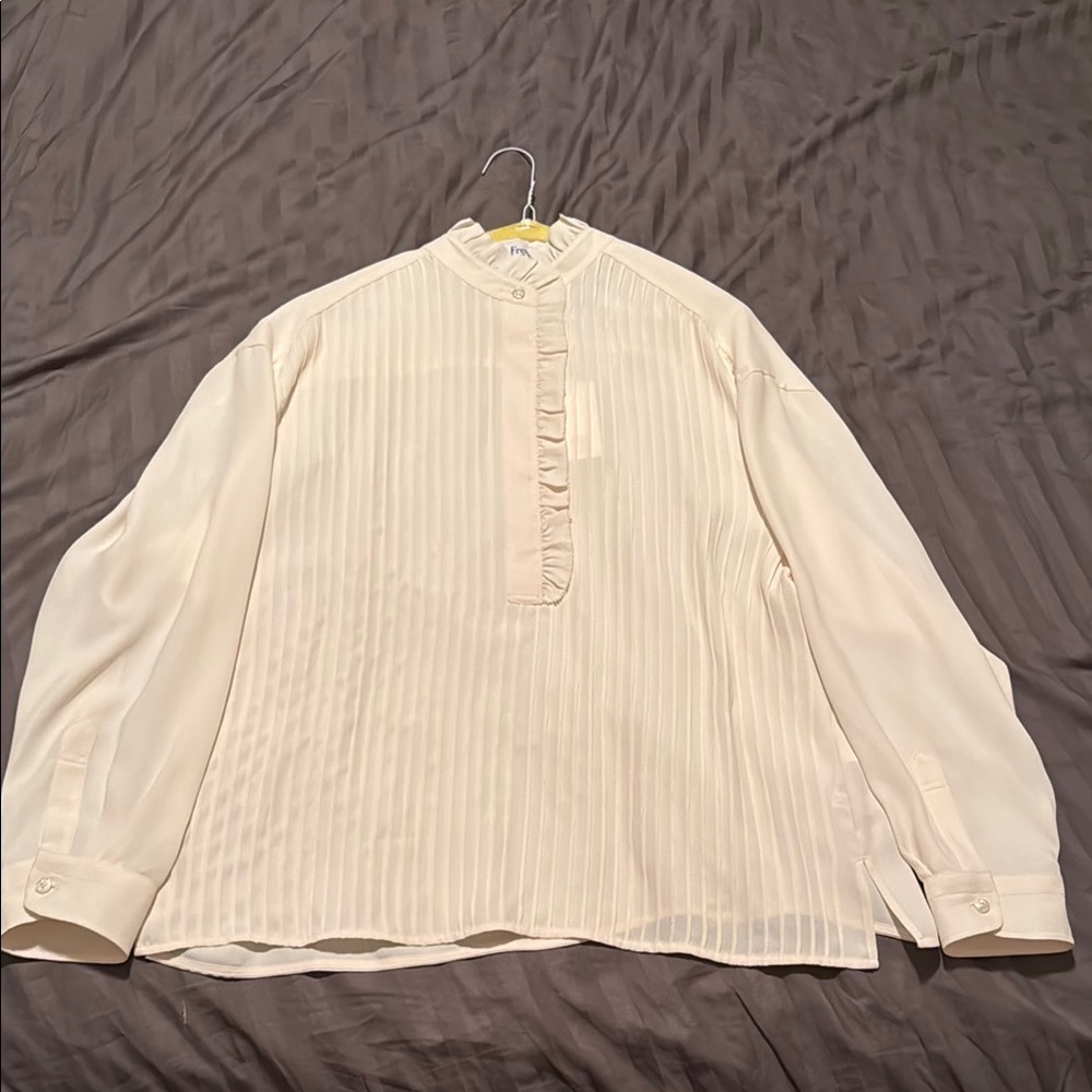 Cream Pleated Blouse